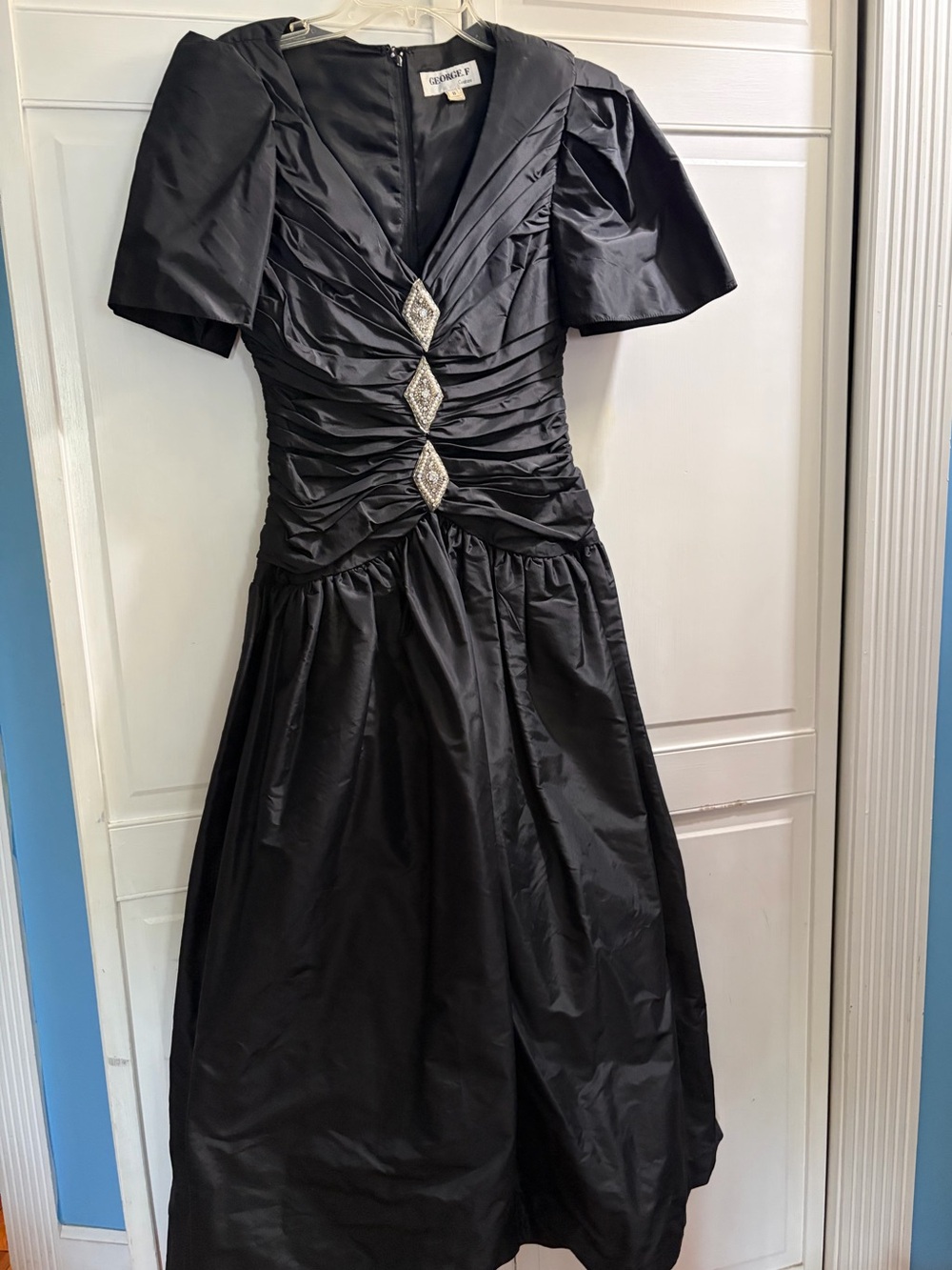 Vintage couture formal silk dress
